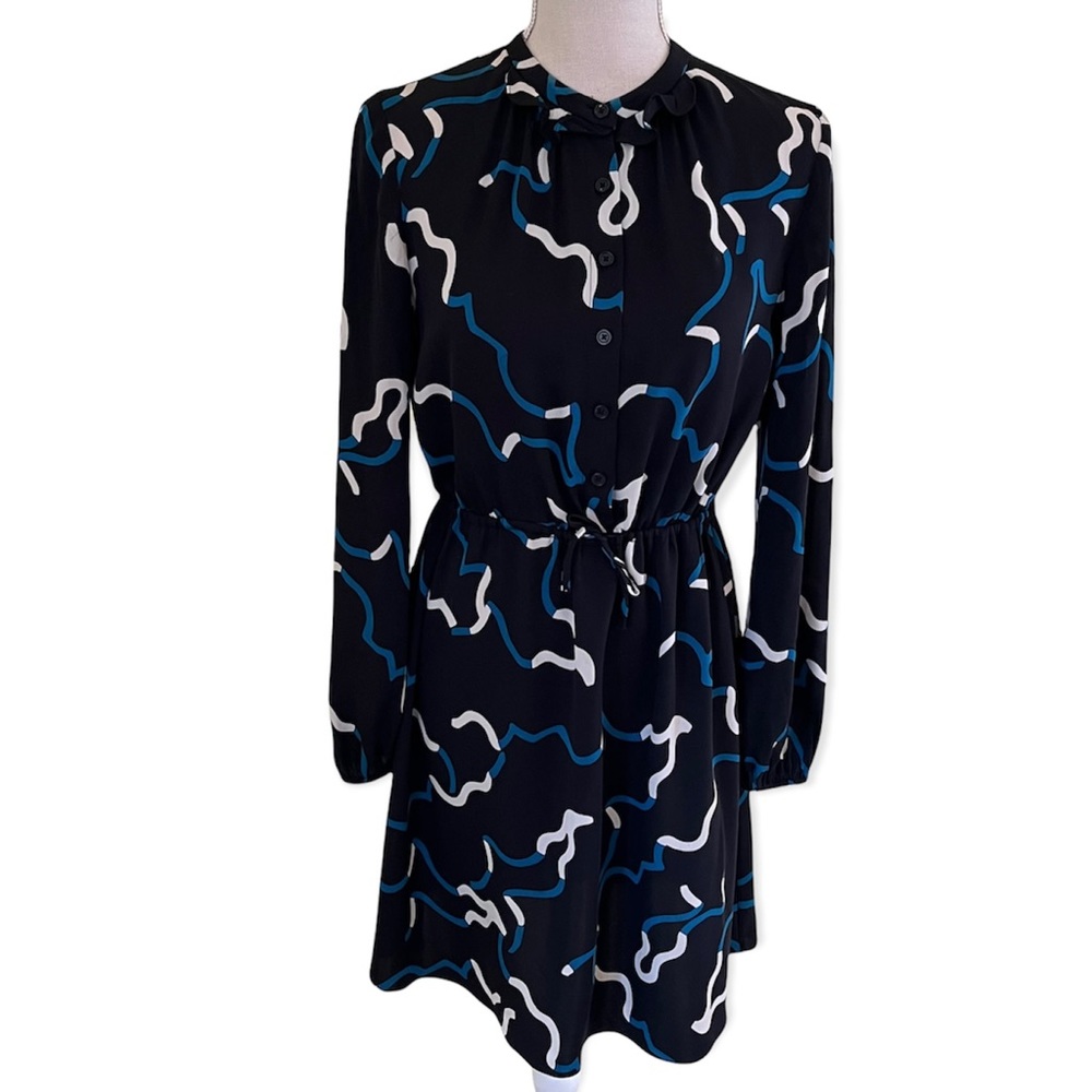 Diane Von Furstenberg "Lindi" Print Silk Shirt Dress 0
